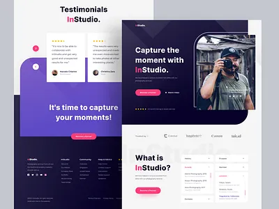 InStudio - Website Exploration ai chart clean course dashboard design homepage illustration internet landingpage photo photographer service ui website