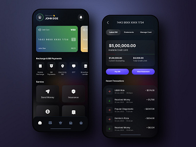 Banking Mobile App banking app credit card dark mode design design inspiration finance mobile app mobile app mobile app design ui ui design uiux ux