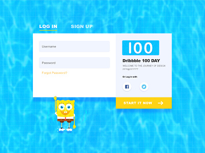 Dribbble 100 Day Practice No.1 illustration signin ui water web