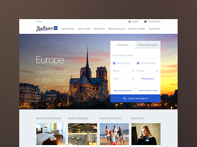 Redisson Blu booking clean flat hotel minimal ui web