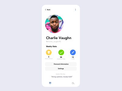 Profile Page for Productivity App profile page app productivity ux design