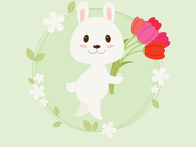 Cute Rabbit adorable cute flowers graphism illustration illustrator logo rabbit