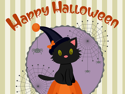 Cute Halloween Illustration adorable cat cute graphic design graphism halloween illustration illustrator kitty