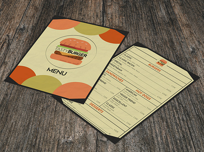 TastyBurger - Menu concept branding burger design fastfood graphic design graphism illustration illustrator logo logo concept logo design menu menu card typography