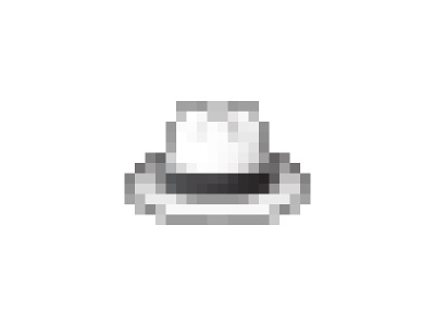 Hat 8 bit grey hat icon panama pixel white