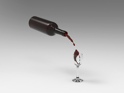 Wine 3d alcohol art cinema4d drink fluid glass keyshot model realflow wine