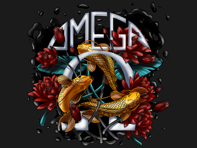Omega Fish in Oil colorful design design art digital art digital illustration fish graphic design illustration omega typography