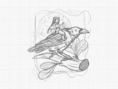 Willow & Raven Illustration Sketch