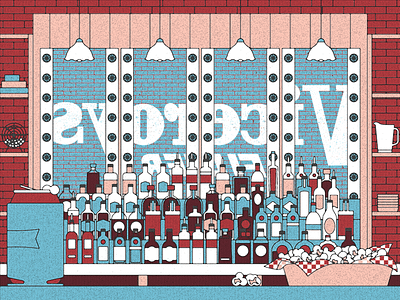 Basement bar bar beer digital illustration outline popcorn texture vector