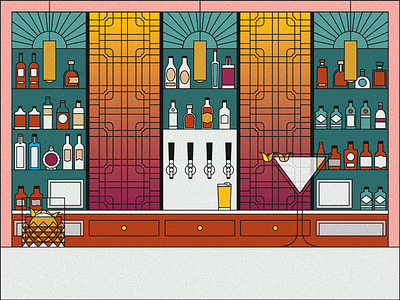 Cocktail bar art deco bar beer cocktail halftone illustration illustrator martini old fashioned outline texture vector whisky