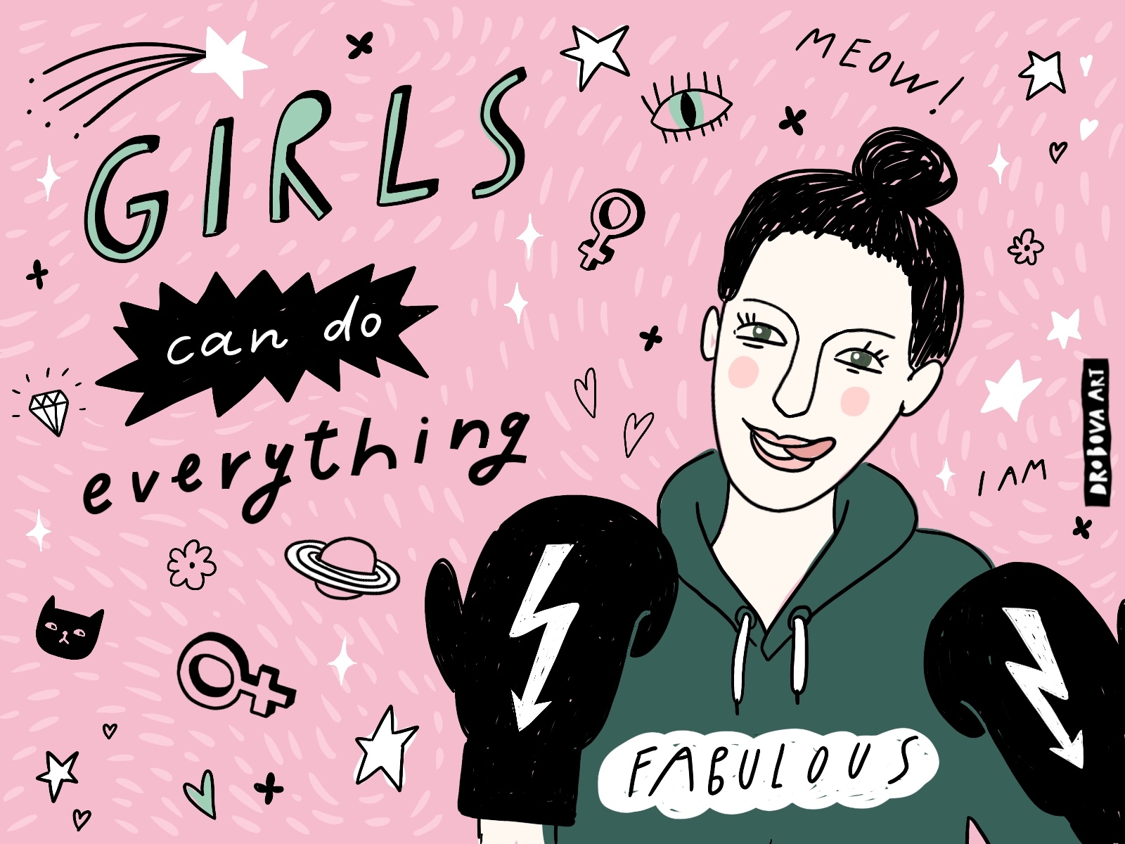 Girls girl girl power girlpower hand drawn illustration lettering motivation people poster t-shirt woman women womens day