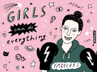 Girls girl girl power girlpower hand drawn illustration lettering motivation people poster t-shirt woman women womens day