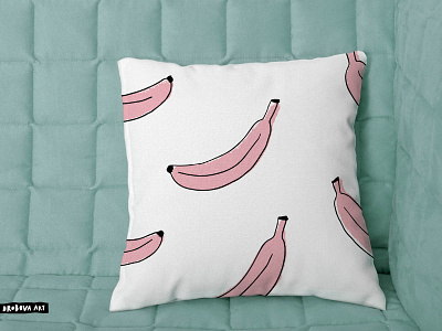 Take a sit banana doodle fabric fruit hand drawn illustration mock-up mockup pillow tropical