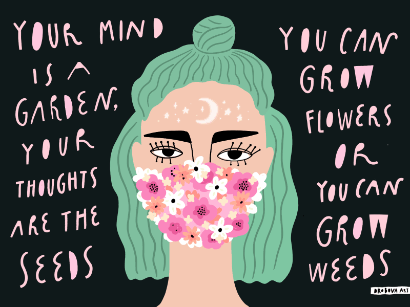 Grow flowers animation gif girl hand drawn illustration lettering motivation people poster quote