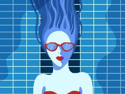 Lazy swimmer animation design digital painting illustration