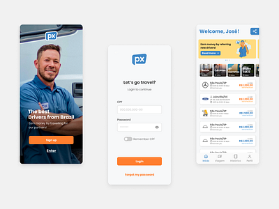 App Mobile - Motorista PX app branding brasil brazil driver graphic design mobile ui ux