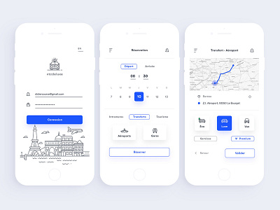 Car booking app airport app booking car design login train ui ux vector illustration vtc