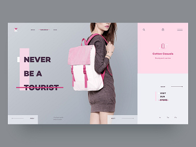 Bagpack brand brand branding clean design fashion grey interface layout minimal page pink product ui ux web web design webdesign website