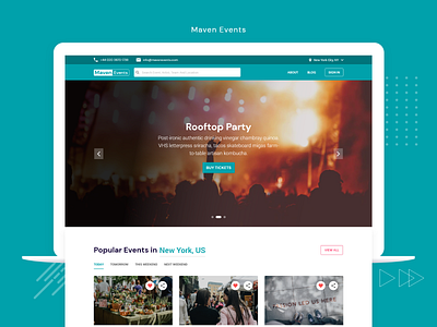 Maven Events - Events Ticket Booking branding color palettes event booking idea inspiration design landing page design online booking ticket booking trending design typography ui design ux design web design