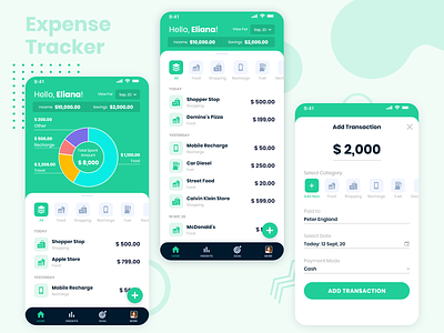 Expense Tracker Application creative dashboard design expense manager income landing page saving goal transaction trending ui ux