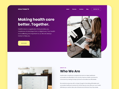 HealthMate - Landing Page branding creative health care idea inspiration landing page design medical trending ui ui design ui ux web design