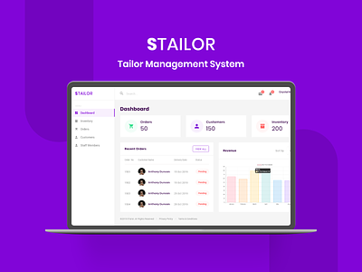 Tailor Management Web App Design