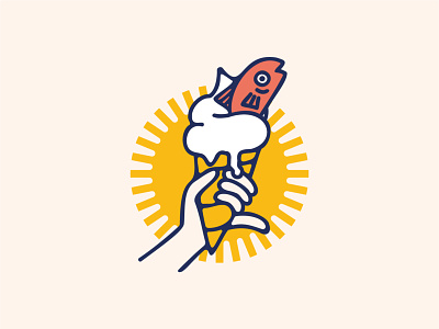 Just a fish in an ice-cream branding design fish ice cream illustration illustrator line art logo typography vector