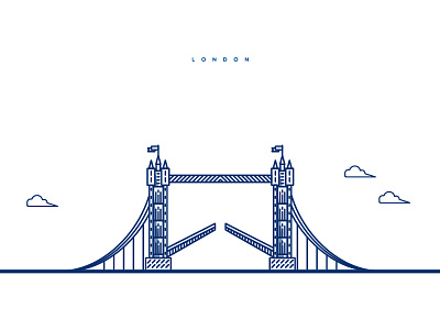 London's Tower Bridge architecture bridge building clouds illustration illustrator line art london shadow tower bridge uk