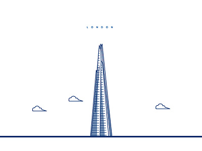 The Shard architecture building clouds illustration illustrator line art london shadow skyline the shard uk