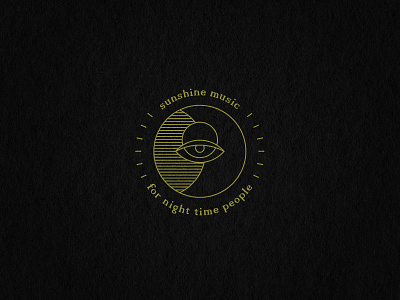 Sunshine Music For Night Time People eye gold line logo moon simple sun