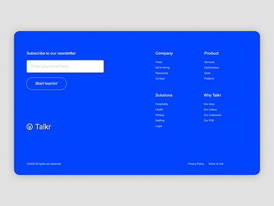 Footer design for Talkr