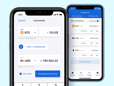 Currency & cryptocurrency exchange app bank app bitcoin charts crypto crypto trading crypto wallet cryptocurrency cryptocurrency app currency converter currency exchange ethereum fintech graph ios iphone x mobile money rate trading