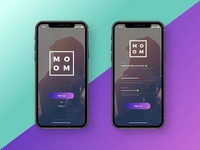 Sign Up - Daily UI #001 001 app daily ui design iphone x moom sign up form ui