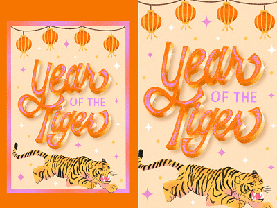 Year of the Tiger chinese new year design graphic design illustration lettering lunar new year poster tiger typography year of the tiger