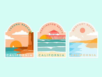 Southern California Beach Badges adobe illustrator badges beach graphic design procreate summer vector