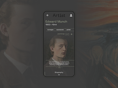 Gallerist—Artist screen app design digital design mobile ui ux