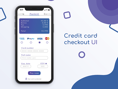 Credit card checkout UI app design ui ux