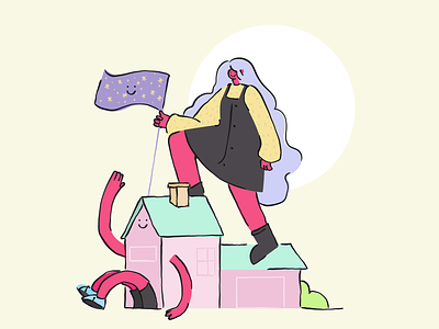 Small Victories character design digitalart girl house illustration