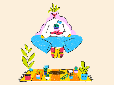 Let It Grow character design flat girl illustration plants