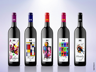 Wine Label based on Artists' Name and Style artist label packaging red wine winelabel