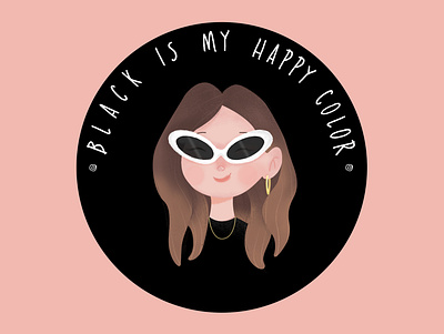 Black is her happy color! black design girl glasses happy illustration