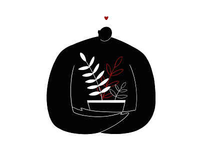 Love III black boy hug illustration love man plant