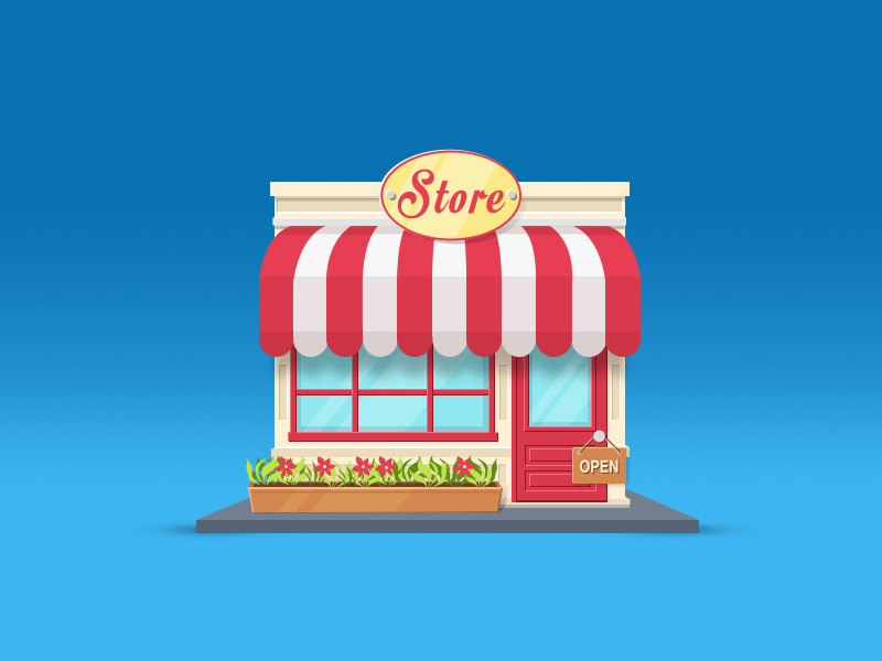 Open store. Store illustration.