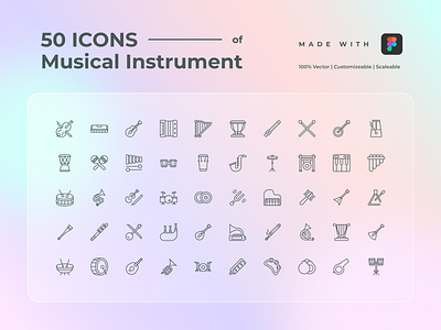 Musical Instrument Icon Pack acoustic audio bass concert drum electric guitar icon instrument music musical piano saxophone set sound symbol trumpet vector violin xylophone