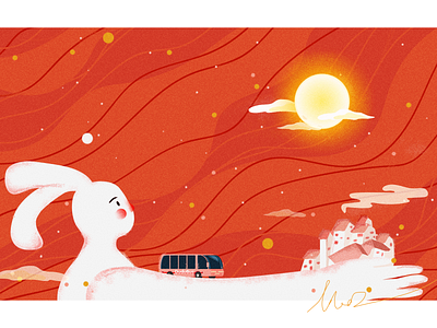 autumn autumn bus design fall forest home illustration moon