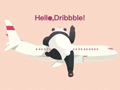 Hello,Dribbble! brand colorfull debut dribbble first hello illustration panda shot