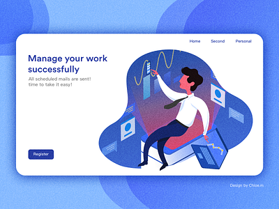 manage your work successfully colorfull illustration man sketch ui work
