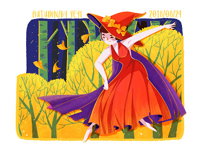Autumn girl illustration，flat