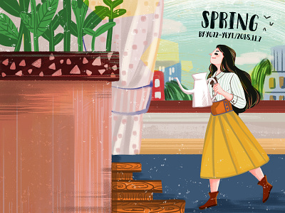 spring illustration，flat