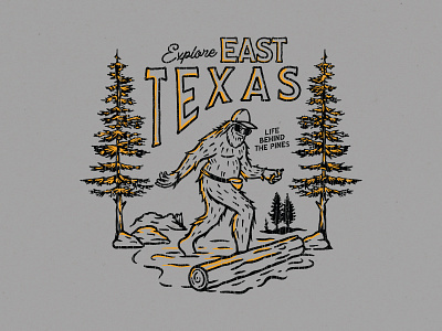 Explore East Texas apparel bigfoot illustration landscape sasquatch shirt texas vintage woods